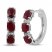 Natural Ruby Diamond Hoop Earrings 10K White Gold