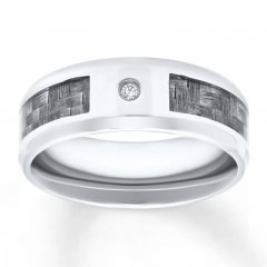 Men's Wedding Band Diamond Stainless Steel 8mm