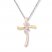 Diamond Cross Necklace 1/20 ct tw Round-cut 10K Tri-Color Gold