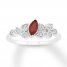 Garnet & Diamond Ring Sterling Silver