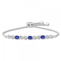 Lab-Created Sapphire Infinity Bolo Bracelet Sterling Silver