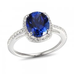 Blue & White Lab-Created Sapphire Ring Sterling Silver