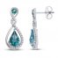 Oceanic Blue Topaz & White Topaz Earrings Sterling Silver