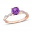 Amethyst Engagement Ring 1/6 ct tw Diamonds 14K Rose Gold