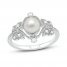 Cultured Pearl & White Lab-Created Sapphire Ring Sterling Silver