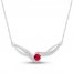 Lab-Created Ruby & White Lab-Created Sapphire Necklace Sterling Silver 18"