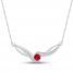 Lab-Created Ruby & White Lab-Created Sapphire Necklace Sterling Silver 18"