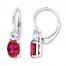 Lab-Created Ruby Earrings Lab-Created Sapphires Sterling Silver