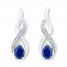 Lab-Created Sapphire 1/20 cttw Diamonds 10K White Gold Earrings