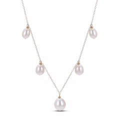 Cultured Pearl Drop Necklace 10K Yellow Gold 17.5"