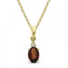 Garnet and Diamond Accent Necklace 10K Yellow Gold