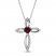 Lab-Created Ruby & White Lab-Created Sapphire Cross Necklace Sterling Silver 18"