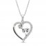 White Lab-Created Sapphire Heart Necklace Sterling Silver 18"