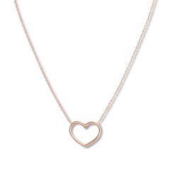 Heart Necklace 14K Rose Gold 16" to 18" Adjustable