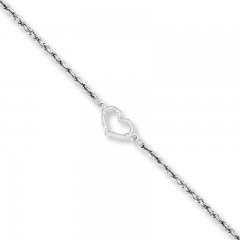 Heart Anklet 14K White Gold