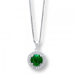 Lab-Created Emerald Necklace Sterling Silver