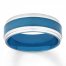 Men's Wedding Band Stainless Steel/Blue Ion-Plating 8mm