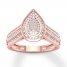 Diamond Teardrop Ring 1/15 ct tw Round-cut 10K Rose Gold