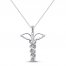 Diamond Caduceus Necklace 1/10 ct tw 10K White Gold 18"