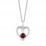 Hallmark Diamonds Garnet Heart Necklace 1/10 ct tw Round-Cut Sterling Silver 18"