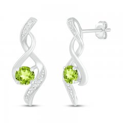 Peridot & Diamond Earrings 1/20 ct tw 10K White Gold