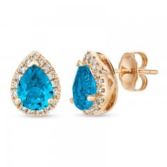 Le Vian Blue Topaz & Diamond Earrings 1/4 ct tw 14K Strawberry Gold