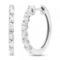 Diamond Huggie Hoop Earrings 1/3 ct tw Marquise-cut 10K White Gold