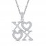 Diamond XO Necklace 1/10 ct tw Sterling Silver 18"