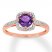 Amethyst Ring 1/8 ct tw Diamonds 10K Rose Gold