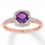 Amethyst Ring 1/8 ct tw Diamonds 10K Rose Gold