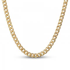 Men's Hollow Curb Chain Necklace 14K Yellow Gold 22"