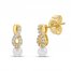 Cultured Pearl & White Lab-Created Sapphire Earrings 10K Yellow Gold