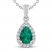 Lab-Created Emerald & White Lab-Created Sapphire Necklace Sterling Silver 18"