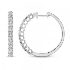 Diamond Hoop Earrings 1/4 ct tw 10K White Gold