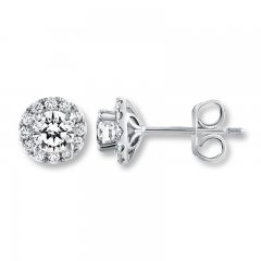 Leo Diamond Earrings 7/8 ct tw Round-cut 14K White Gold