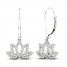 By Women For Women Diamond Lotus Flower Dangle Earrings 1/4 ct tw Round-Cut Sterling Silver