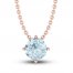 Aquamarine Solitaire Necklace 10K Rose Gold 18"