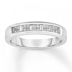 Men's Diamond Band 1 ct tw Square/Baguette 10K White Gold