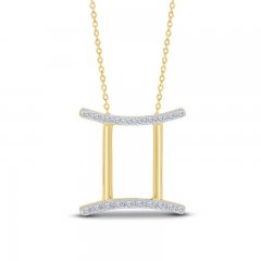 Diamond Gemini Necklace 1/10 ct tw Round-cut 10K Yellow Gold 18"