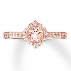 Morganite Engagement Ring 1/3 ct tw Diamonds 14K Rose Gold