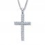 Diamond Cross Necklace 1/15 ct tw Round-cut Sterling Silver