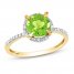 Round Peridot Ring 1/20 ct tw Diamonds 10K Yellow Gold