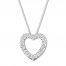 Diamond Heart Necklace 1/2 ct tw Round-cut 10K White Gold