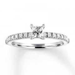 Diamond Engagement Ring 1/2 ct tw Princess/Round 14K White Gold