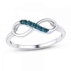 Infinity Symbol Ring 1/20 ct tw Blue Diamonds 10K White Gold