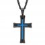 Men's Cross Necklace Black & Blue Ion-Plated Stainless Steel