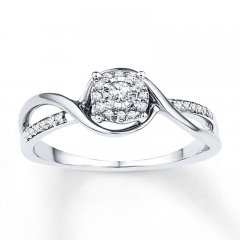 Diamond Promise Ring 1/8 ct tw Round-cut Sterling Silver Ring