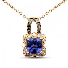 Le Vian Tanzanite Necklace 1/6 ct tw Diamonds 14K Strawberry Gold 20"