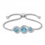 Blue/White Topaz Bolo Bracelet Sterling Silver