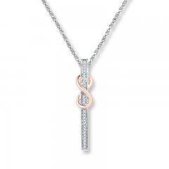 Infinity Bar Necklace 1/15 ct tw Diamonds 10K Two-Tone Gold